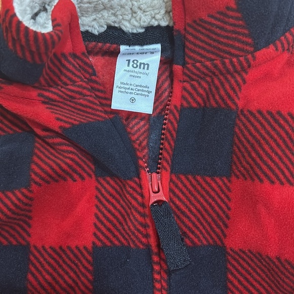 Carter’s 18 months red and black checkered vest- warm and cozy and cute!! - Picture 2 of 3